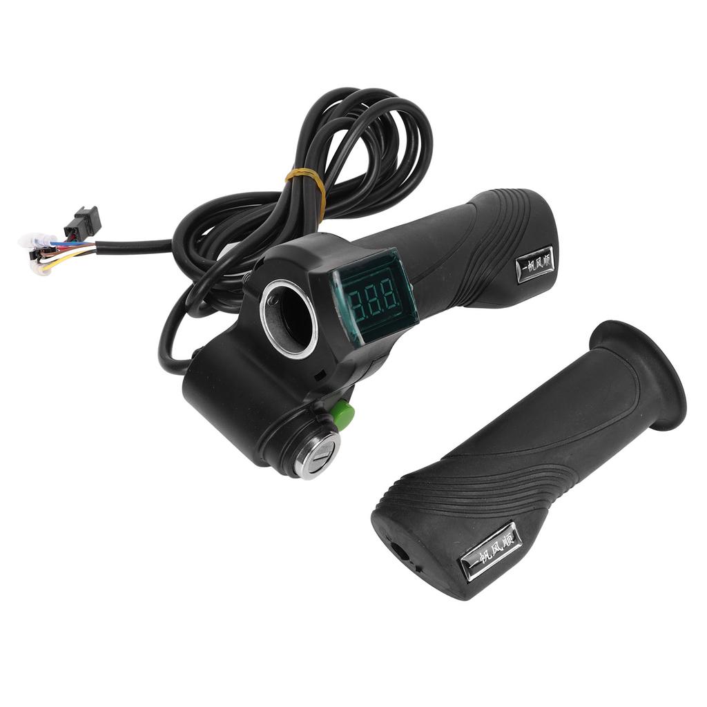 One Pair Electric Bike Throttle Handlebar with Big Head Lock Blue Screen 12V To 99V Bike Throttle Grip for Riding