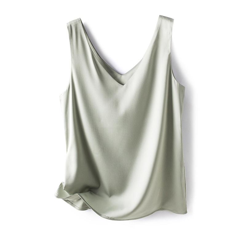 

WTEMPO Офісні жіночі шовкові атласні жилети з V-подібним вирізом Жіночі однотонні повсякденні пуловери без рукавів Жилети без спинки 3XL