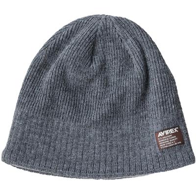 Avirex Knit Cap Knit Watch 028 Men's Fleece-Lined Single-Breasted Beanie, Short, Autumn/Winter Hat, Cap, Charcoal,