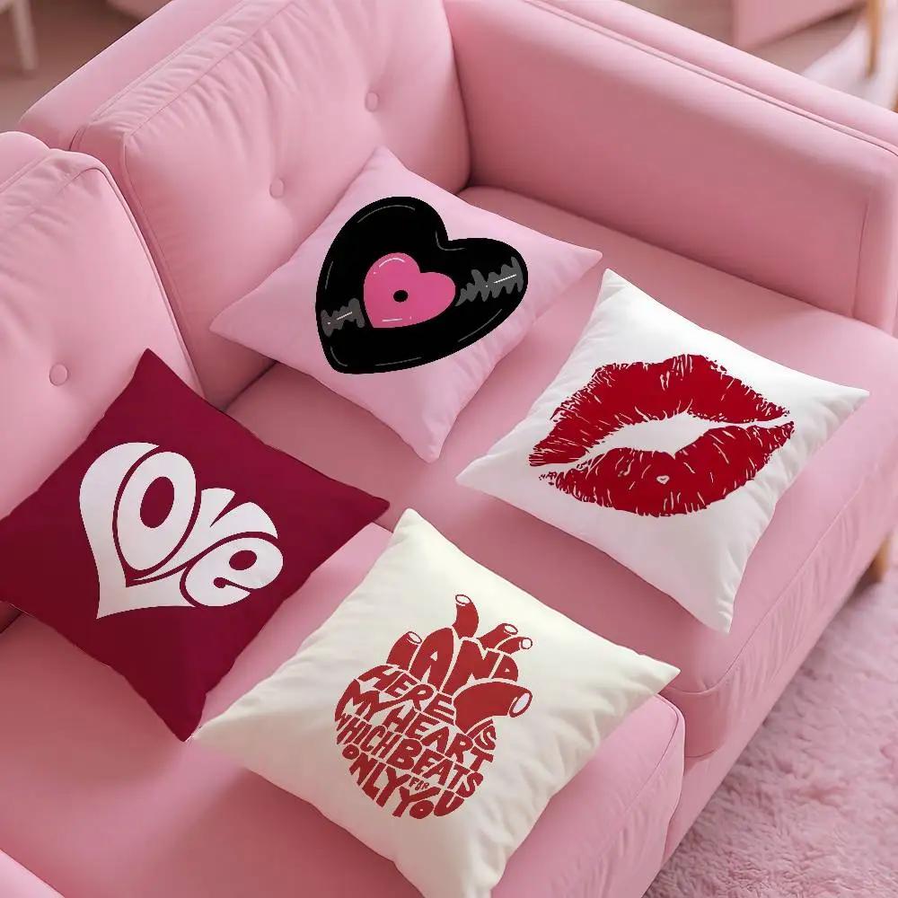 Home Decor Love-Themed Heart-Shaped Digital Print Pillowcases Pattern Cushion Cover Suitable For Sofa Bedroom Car Pillow Cover