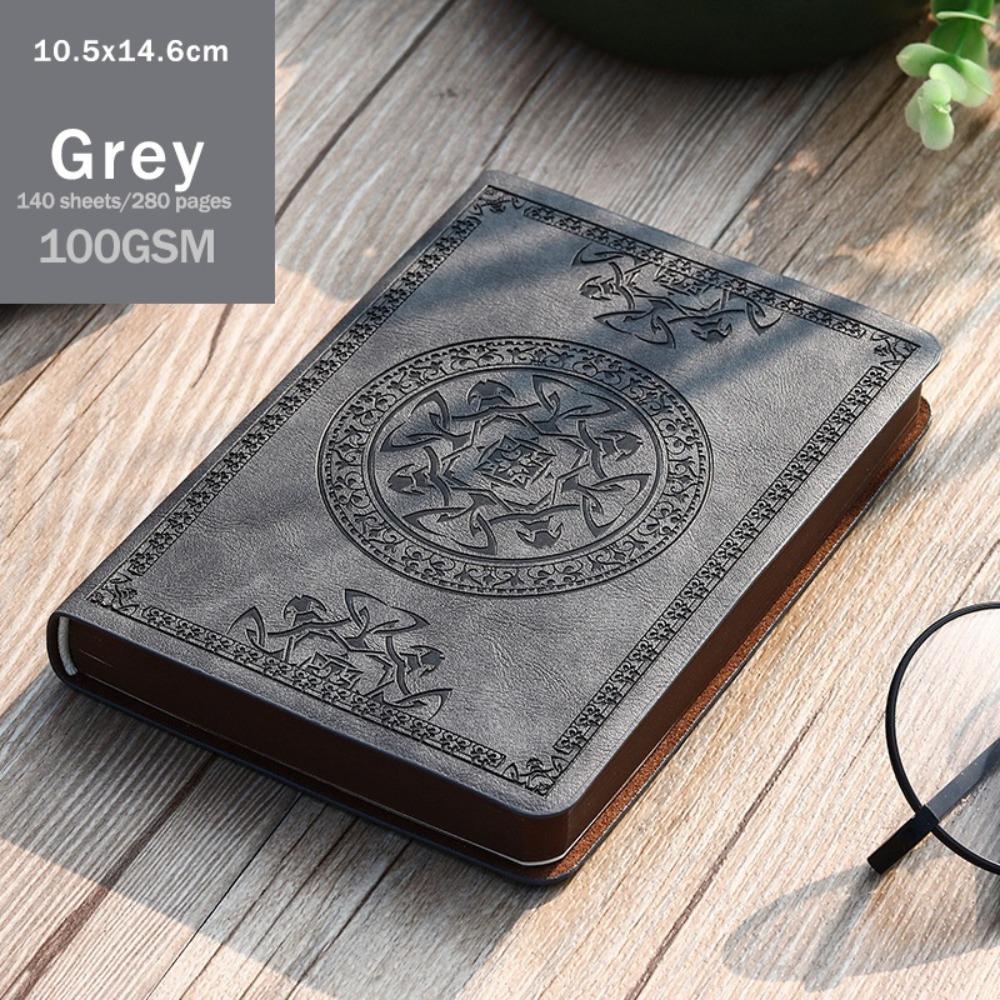 280 sidor tjock anteckningsbok - A6 Vintage PU-läder dagbok för skrivande, linjerad retro anteckningsblock, kontor & studentdagbok