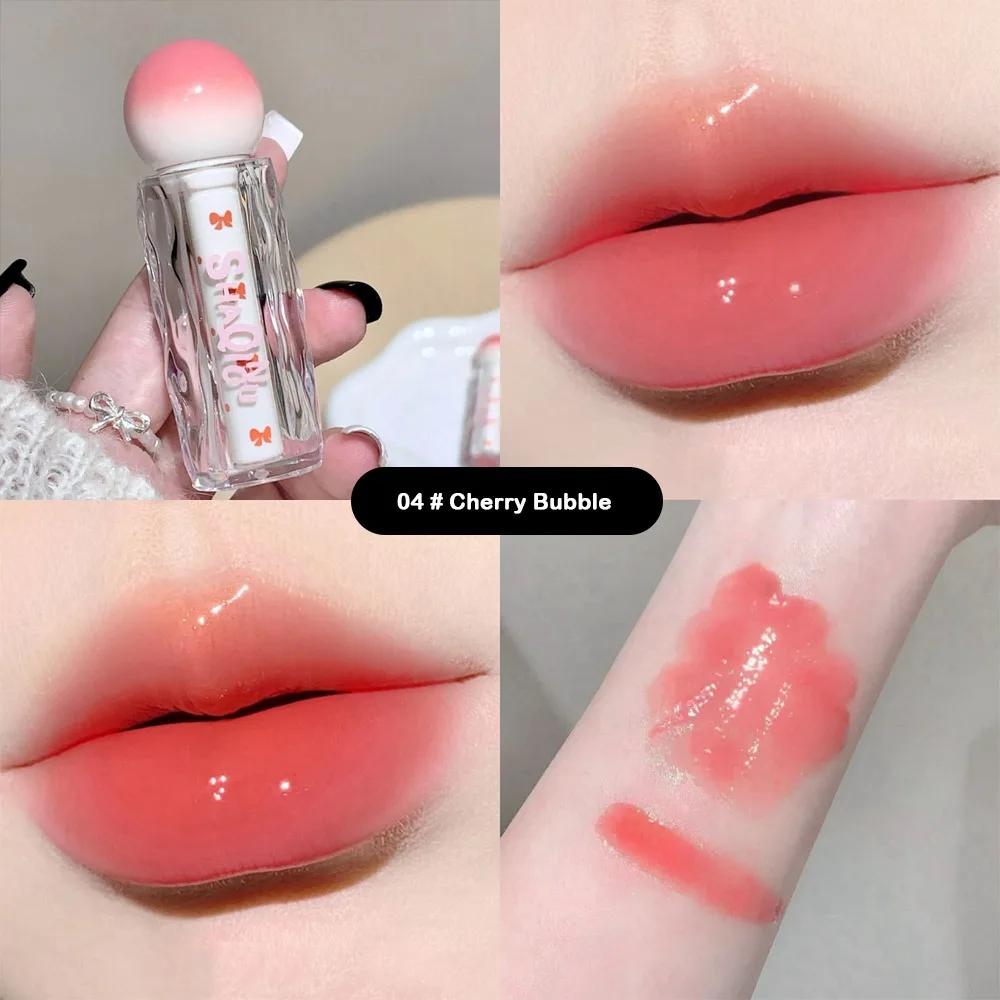 Water Light Transparent Lip Gloss Non-Fading Waterproof Jelly Lipstick Watery Texture Non-Stick Cup Pink Mirror Glass Lipstick