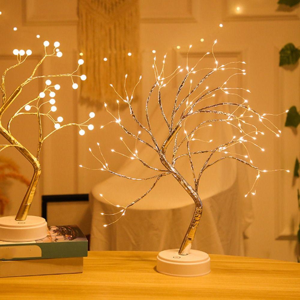 Artificial Pearl Tree Lamp 108 Leds Atmosphere Light Home Decor Bonsai Tree Night Light  Gifts