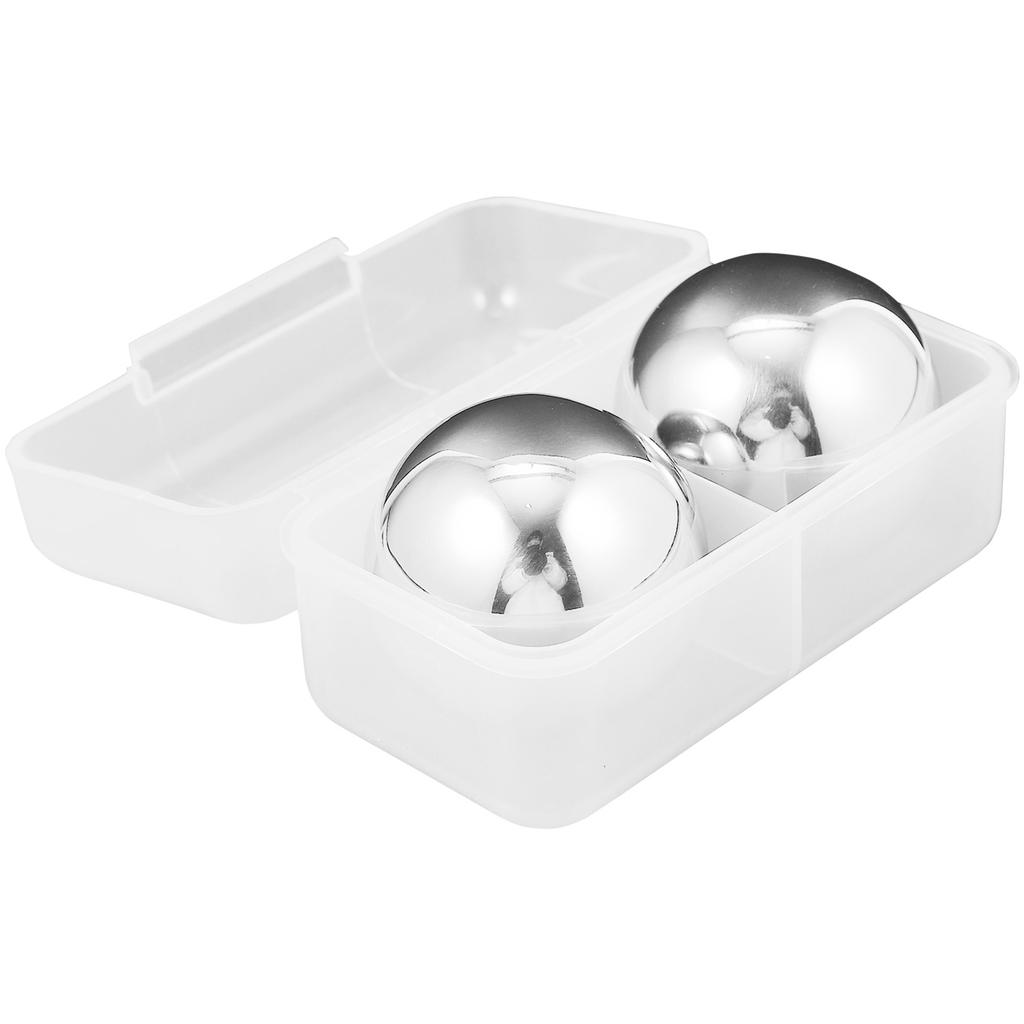 2 Pcs Stainless Steel Ice Stone Refreezable Reusable Whiskey Cooling Cube Gifts for Household Cubes