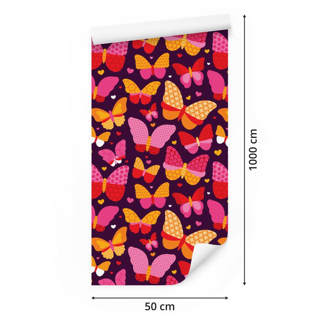 Colorful Butterflies and Dots Wallpaper for Living Room and Bedroom 50x1000
