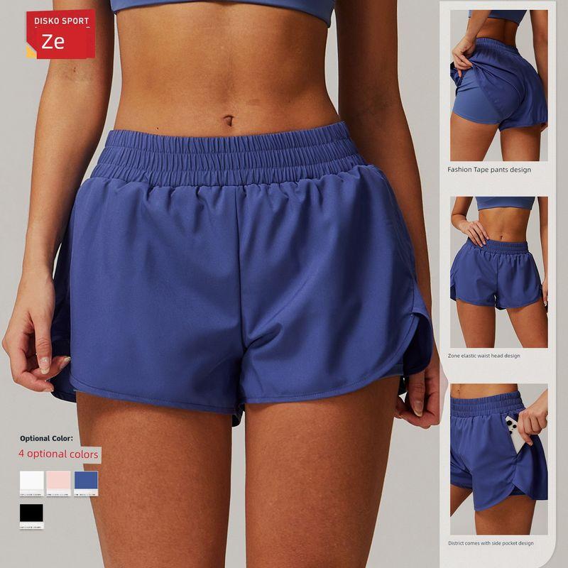 Guangzhou Zechuang Clothing Co., Ltd Zechuang Pocket Nude Feel Quick-Drying Yoga Shorts Fake Two-Piece Sports Hip Lifting