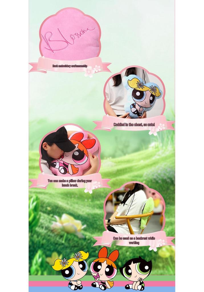 Powerpuff Girls Plush Pillow: Cartoon Sofa Cushion & Home Decor Doll Toy