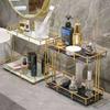 Stainless Steel Frame Acrylic Marble Storage Tray Home Room jewelry Makeup Perfume Tea Cup Storage Aromatherap Plate Tray Rack