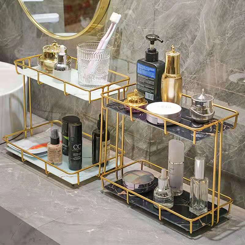Stainless Steel Frame Acrylic Marble Storage Tray Home Room jewelry Makeup Perfume Tea Cup Storage Aromatherap Plate Tray Rack