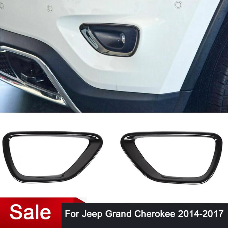 2Pcs Front Bumper Fog Light Bezel Cover Trim Fog Lamp Frame Black for Jeep Grand Cherokee 2014 2015 2016 2017