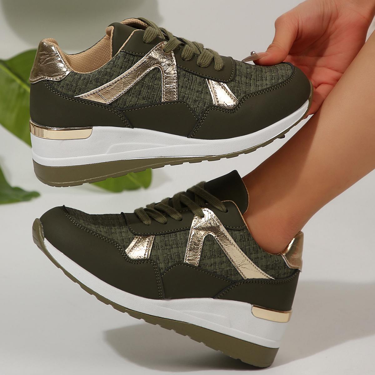 

Women New Wedge Sneakers Mesh Platform Shoes Solid Color Thick Bottom Vulcanized Shoes for Trend Comfortable Sneakers 37 зелёный