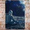 Moon Astronaut Metal Wall Art 2D Decor for Living Room Office 30x20cm