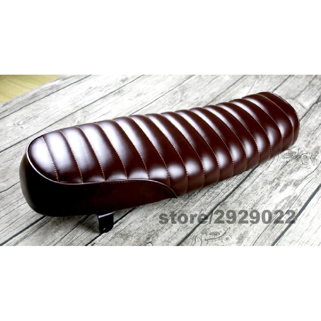 64cm University Retro Motorcycle Waterproof Leather Cafe Racer Vintage Gel Flat Cushion Seat Saddle
