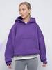 Felpa da donna casual a tinta unita con cappuccio, vestibilità aderente, manica lunga, manica corta, pullover, felpa con cappuccio e tasca