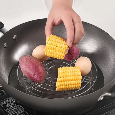 Stainless Steel Round Steamer Multifunction Pot Steaming Tray Dumplings Eggs Grill Stand Steaming Tray Tableware