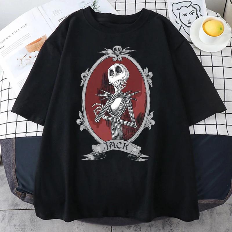 Vintage TShirts Nightmare Before Christmas Print Shortsleeve Gothic Women Unisex Tshirt Top Y2K Shirt Streetwear Harajuku