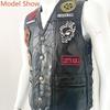 Binding Vest Leather Vest Men's Motorcycle Shoulder Four Season Cycling Clip Classic Embroidered Badge 11 Pieces of Elastic Bands Are Tied.