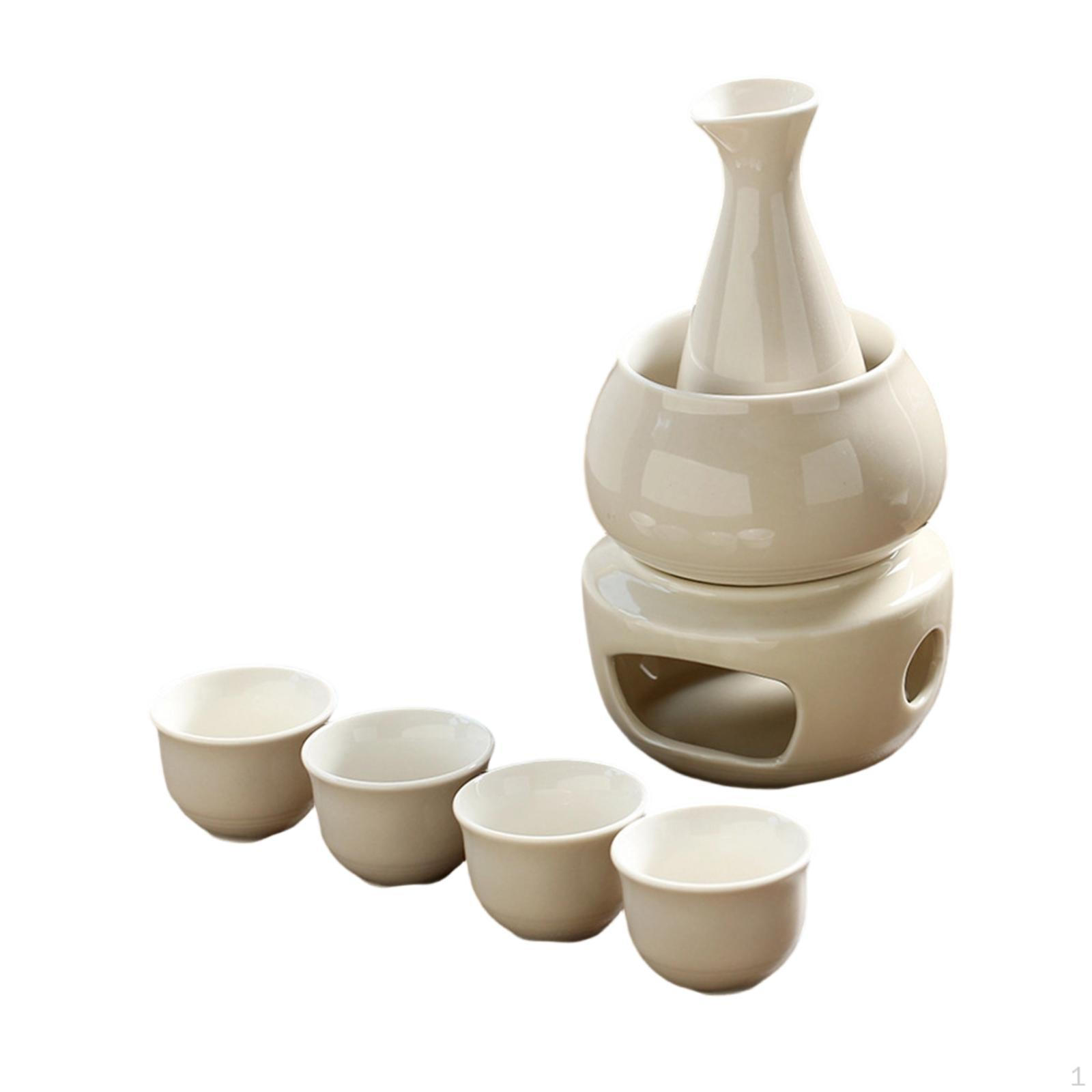 Ceramic Sake Set Cups with Warmer Porcelain Creative Sturdy Drinkware Warming Bowl Gift Durability