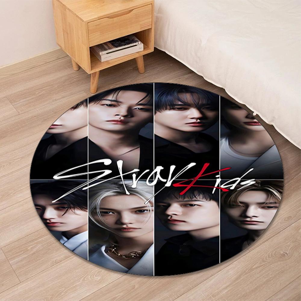 Stray Kids Printed Round Rug Carpet Chair Rug Area Rug Entryway Doormats,for Office Chair Living Room Bedroom Kitchen Room.