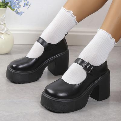 Women Shoes Super High Heels Mary Jane Shoes for Women New Chunky Platform Pumps Woman Ankle Buckle Party Lolita Shoes