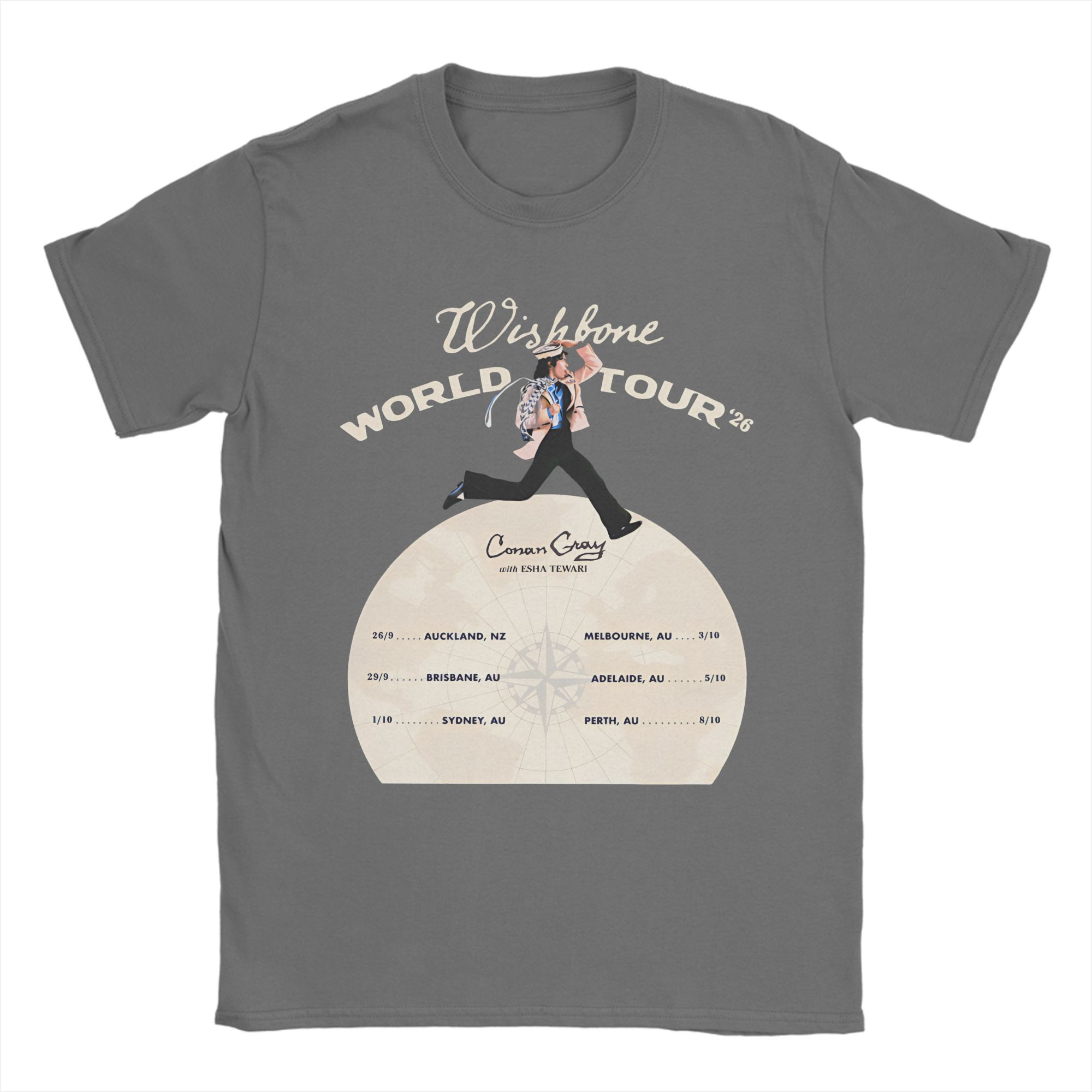 

Graphic Printed Conan Gray Wishbone World Tour T Shirt for Men Women Pure Cotton T-shirts Short Sleeve Clothing 4XL