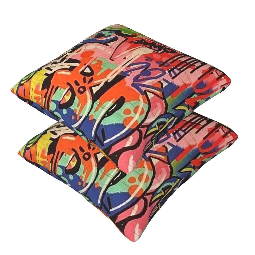 Urban Pattern Hip Hop Graffiti Street Art 2 Pcs Square Pillowcase Pillow Cover Cushion Throw Pillow For Home Living Room