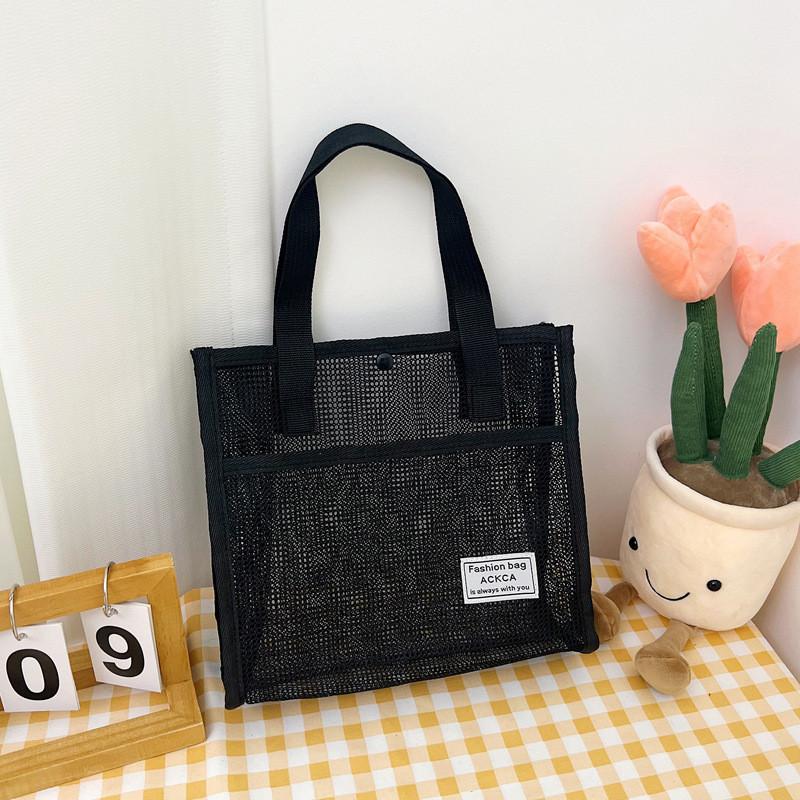 Stylish Korean Transparent Mesh Casual Beach Bag Large Capacity Tote Handbag