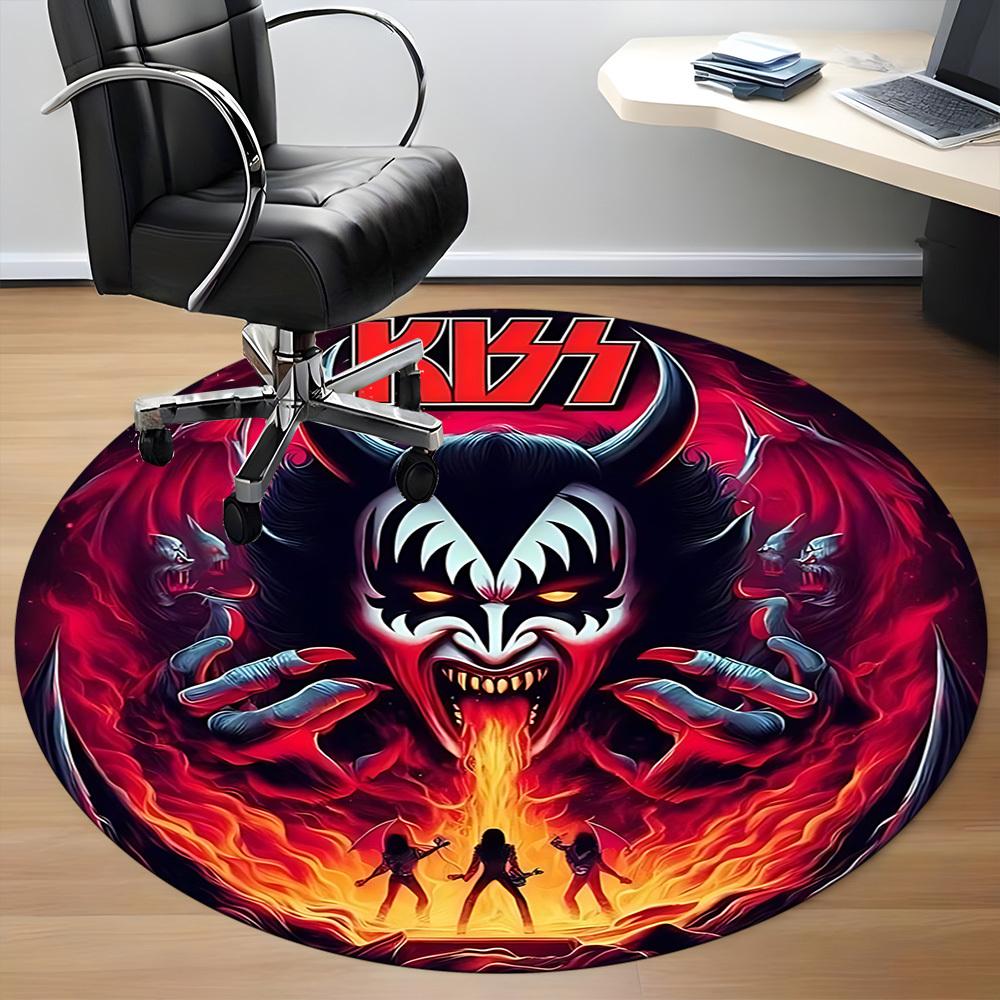 1pc KISS Music Office Round Area Rug, Under Office Chairs Bedroom Living Room Home Decor a1016297