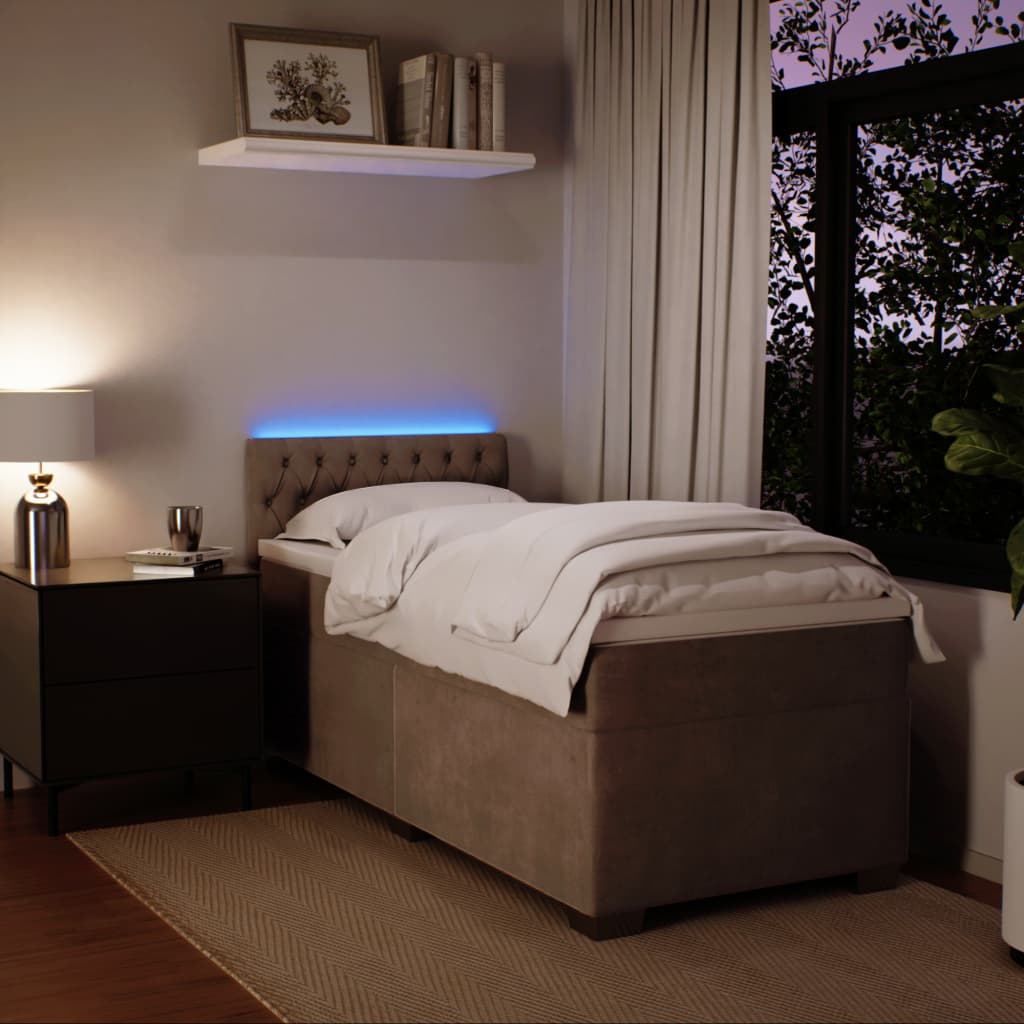Vidaxl Letto Continentale Con Materasso, Grigio Chiaro, Velluto, 90X190 Cm