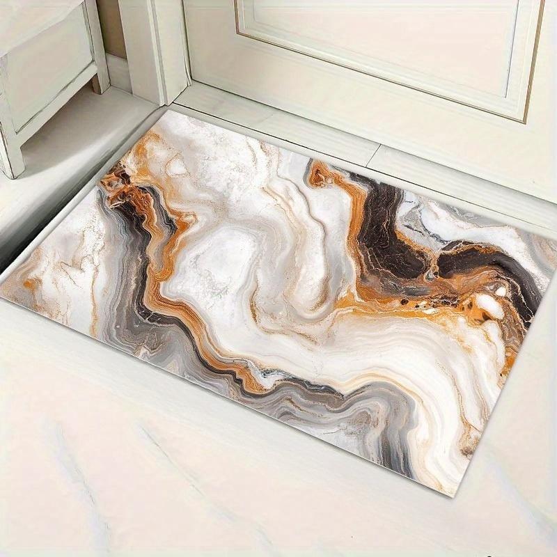 

Modern Marble Print Kitchen Rug, Non-Slip Cushioned Comfort Standing Mat, Heavy Duty Floor Carpet for Home Sink Laundry, 1PC 40x60cm