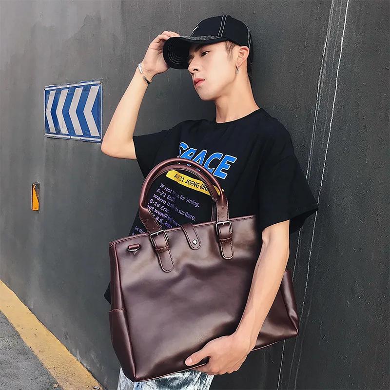 Retro Handbag Briefcase Fashion Men Crossbody Bag Men Large Capacity Top-Handle Bags with Strap Shoulder Messenger Bag Handbag