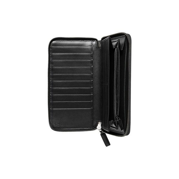 Gucci Monogram Logo Embossed Long Zipper Leather Wallet Clutch Unisex Wallets Black 447906-CWC1R-1000