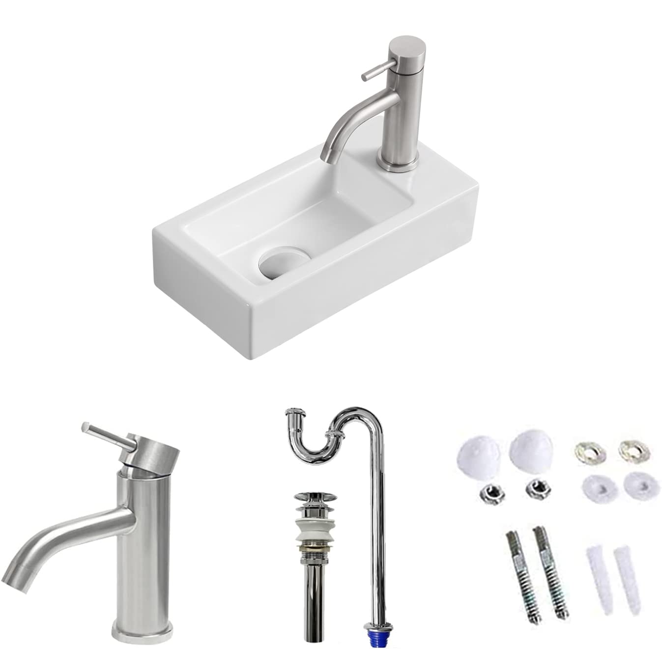 

слив для мытья рук стильный для мытья рук маленькая мойка мини-подставка для мытья рук [Включает комплект S-образного сифона] Настенная раковина, настенный тип, 37518595мм,