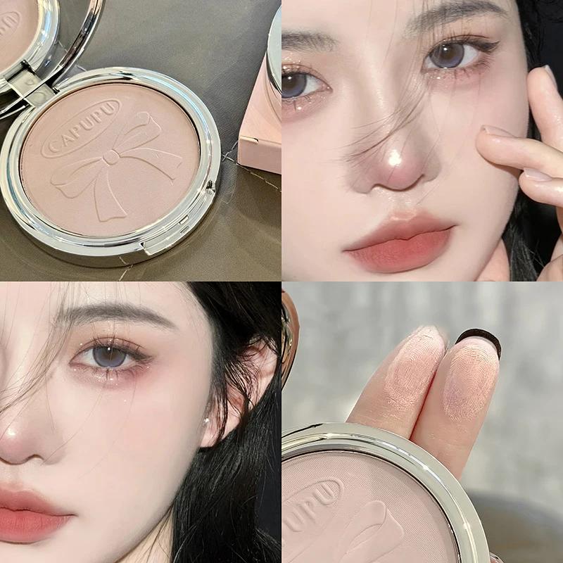 Matte White Face Pressed Powder 24 Hours Oil Control Clear Natural Setting Powder Foundation Full Coverage Waterproof Makeup