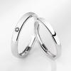 2Pcs Sliver Color Sun Moon Couple Rings for Women Men Simple Heart Matching Open Adjustable Finger Ring Set Wedding Jewelry Gift