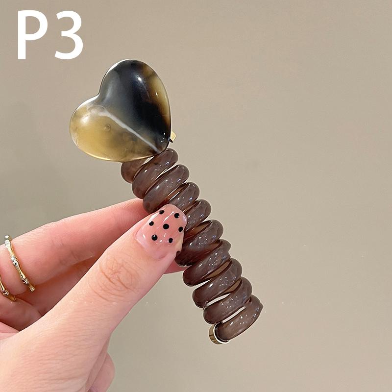 

1 шт. резинки в форме сердца для женщин и девочек, резинки для волос в виде телефонных проводов, резинки для волос в виде петель, спиральные резинки для волос, держатели для хвостиков, аксессуары