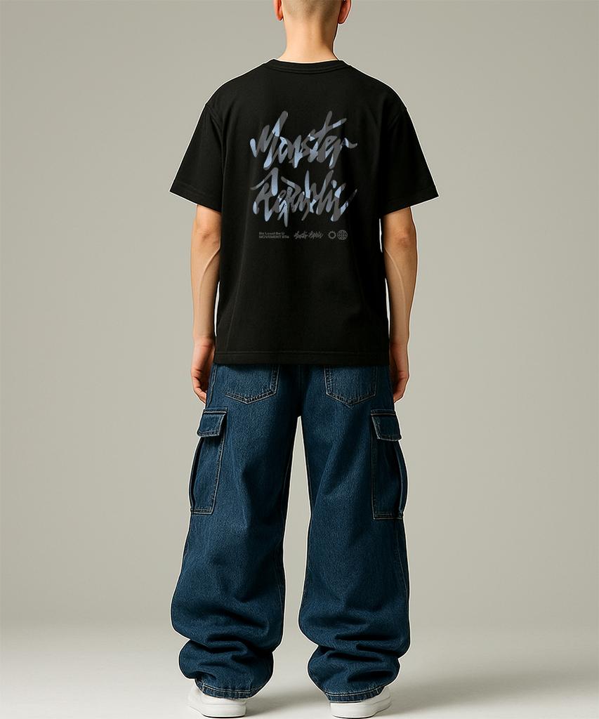MONSTER REPUBLIC Stone Logo Indigo Blue T-Shirt Black_8116