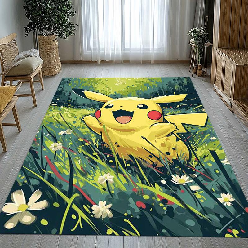 6 Style Pikachu Pokemon Living Room Non-Slip Area Rug Soft Carpet for Bedroom Kids Playroom Sofa,Home Decor Doormat Gift