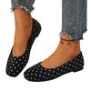 Women's Slip-On Flat Shoes Soft Fabric Upper with Polka Dot Pattern Round Toe Design Lightweight Flexible Sole Casual Footwear