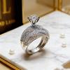 Elegant CopperColor Hip Hop Ring for Women Luxurious Inlaid White Zircon Stones Wedding Rings Set Bridal Engagement Jewelry