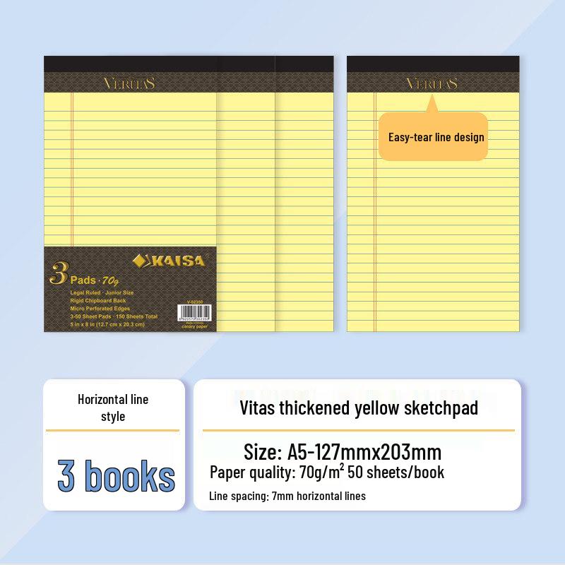 Kaisa American-Style Legal Pad: A4 Flip-up Yellow Notebook, TV-Inspired Law Series Standard