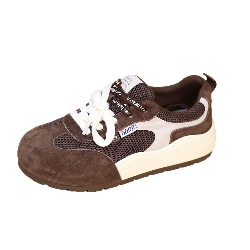 2025 Women's Round-Toe Color-Block Sneakers: New Autumn Fashion, Breathable, Thick-Soled German Trainers