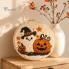Holiday Gift for Craft Enthusiasts Halloween Punch Needle Kit, Pumpkin Ghost Kit with Complete Yarn Crafting Package Embroidery Hoop, Easy Art Project