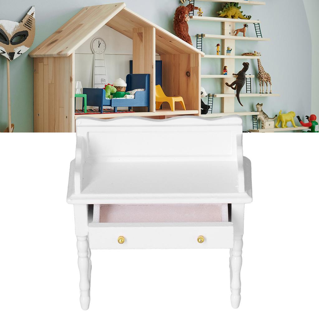1:12 Dollhouse Desk Vivid Wooden Miniature Doll House Table Furniture Decoration White