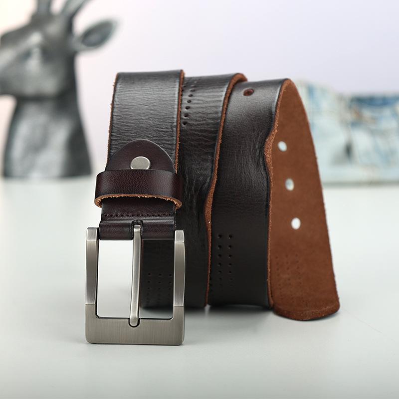 Belt Men'S Leather Pin Buckle First Layer Scalper Fashion Washed Belt Casual Light Personality Men'S Trend Belt