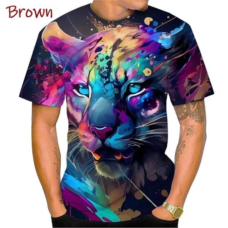 

Новая красочная футболка с 3D-печатью животных, тигр, панда, динозавр и многие другие модные футболки с короткими рукавами в стиле хип-хоп с искусственным интеллектом