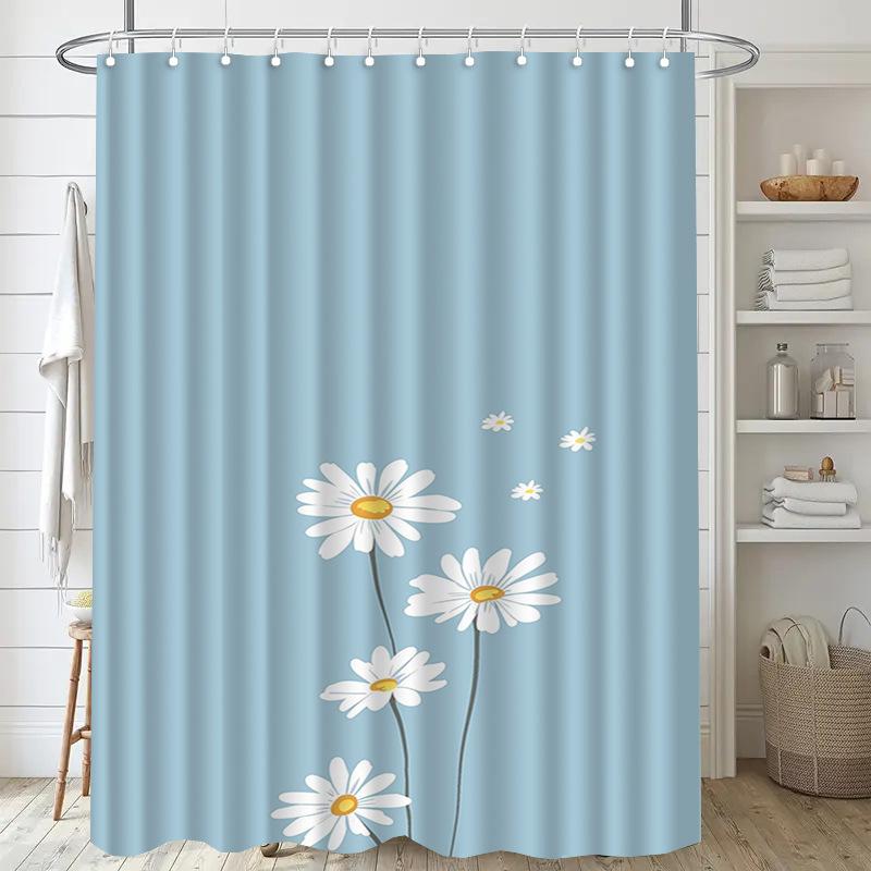 

Oil painting landscape Washable Dirt-Resistant Shower Curtain Shower Head waterproof Polyester Bath Curtain For Home Decor 90x180CM
