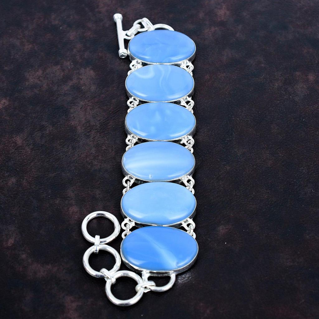 Owyhee-Blauopal Edelstein Armband neuestes Design Schmuck 925 Sterling Silber verstellbare Kette Armband handgefertigt anständiger Schmuck Geschenke für sie
