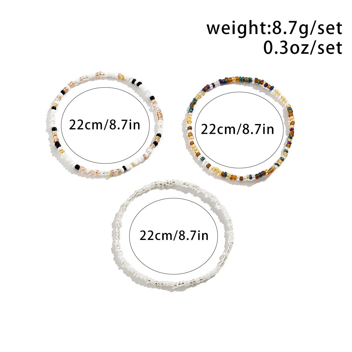 

Bohemian Handmade Beaded Geometric Jewelry, Versatile Contrasting Color Rice Bead Elastic Bracelet For Women