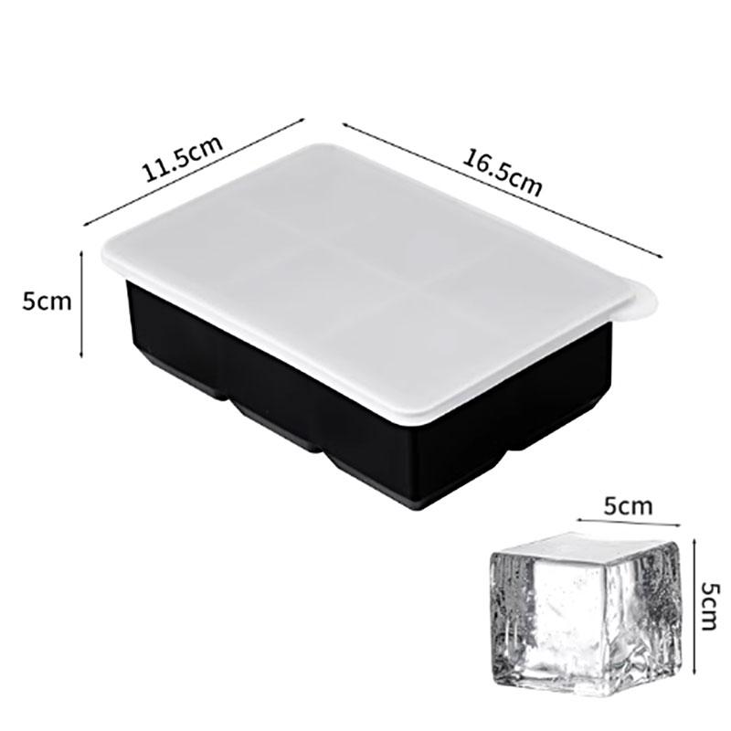 Ice Cube Tray Silicone Ice Ball Freezer Mold Square Ice Cube Maker with Lid 6/8 Grids for Whiskey Cocktail Coffee Accessories